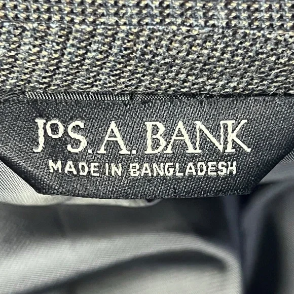 Jos‎ A Bank Blazer Men 43R Glen Plaid 2-Button Professional Tailored Silk Wool